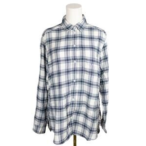 American Eagle Large Shirt Women's Plaid Flannel Blue White Gray